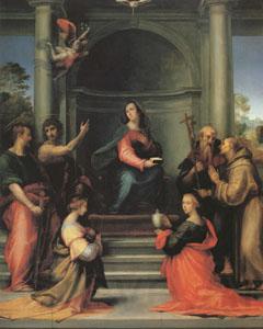 Fra Bartolommeo The Annunciation with Saints Margaret Mary Magdalen Paul John the Baptist Jerome and Francis (mk05) Norge oil painting art